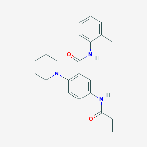 molecular formula C22H27N3O2 B3599986 N-(2-methylphenyl)-2-(1-piperidinyl)-5-(propionylamino)benzamide 