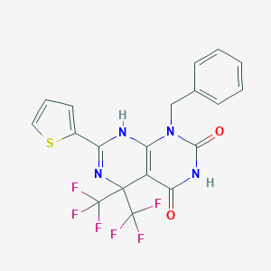 1-benzyl-7-thiophen-2-yl-5,5-bis(trifluoromethyl)-8H-pyrimido[4,5-d]pyrimidine-2,4-dione