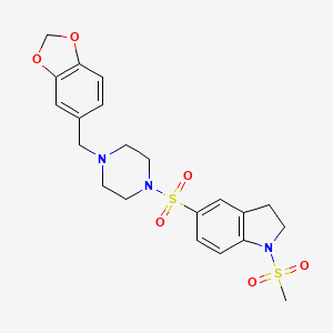 5-({4-[(2H-1,3-BENZODIOXOL-5-YL)METHYL]PIPERAZIN-1-YL}SULFONYL)-1-METHANESULFONYL-2,3-DIHYDRO-1H-INDOLE