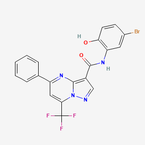 molecular formula C20H12BrF3N4O2 B3600019 N-(5-bromo-2-hydroxyphenyl)-5-phenyl-7-(trifluoromethyl)pyrazolo[1,5-a]pyrimidine-3-carboxamide 