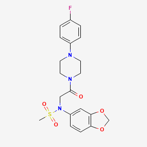 molecular formula C20H22FN3O5S B3600075 N-1,3-benzodioxol-5-yl-N-{2-[4-(4-fluorophenyl)-1-piperazinyl]-2-oxoethyl}methanesulfonamide 