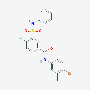 molecular formula C21H18BrClN2O3S B3600101 N-(4-bromo-3-methylphenyl)-4-chloro-3-{[(2-methylphenyl)amino]sulfonyl}benzamide 