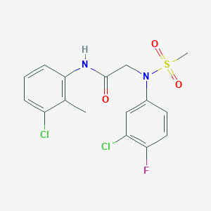 molecular formula C16H15Cl2FN2O3S B3600194 2-[(3-Chloro-4-fluorophenyl)(methylsulfonyl)amino]-N-(3-chloro-2-methylphenyl)acetamide CAS No. 831198-98-2