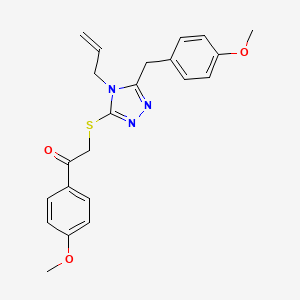 molecular formula C22H23N3O3S B3600210 2-{[5-(4-methoxybenzyl)-4-(prop-2-en-1-yl)-4H-1,2,4-triazol-3-yl]sulfanyl}-1-(4-methoxyphenyl)ethanone 