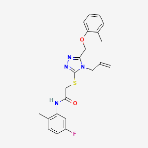 molecular formula C22H23FN4O2S B3600289 N-(5-fluoro-2-methylphenyl)-2-({5-[(2-methylphenoxy)methyl]-4-(prop-2-en-1-yl)-4H-1,2,4-triazol-3-yl}sulfanyl)acetamide 