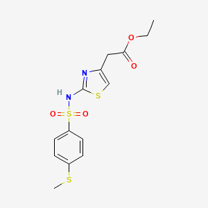 molecular formula C14H16N2O4S3 B3600302 ethyl [2-({[4-(methylthio)phenyl]sulfonyl}amino)-1,3-thiazol-4-yl]acetate 