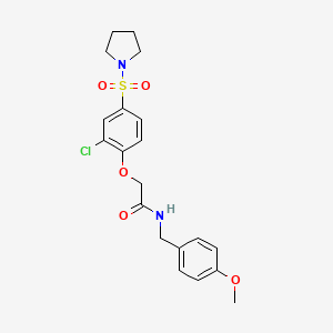 2-(2-chloro-4-pyrrolidin-1-ylsulfonylphenoxy)-N-[(4-methoxyphenyl)methyl]acetamide