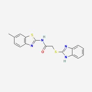 molecular formula C17H14N4OS2 B3600343 2-(1H-1,3-benzodiazol-2-ylsulfanyl)-N-(6-methyl-1,3-benzothiazol-2-yl)acetamide 