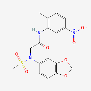 molecular formula C17H17N3O7S B3600356 N~2~-1,3-benzodioxol-5-yl-N~1~-(2-methyl-5-nitrophenyl)-N~2~-(methylsulfonyl)glycinamide 