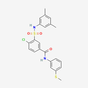 molecular formula C22H21ClN2O3S2 B3600391 4-chloro-3-{[(3,5-dimethylphenyl)amino]sulfonyl}-N-[3-(methylthio)phenyl]benzamide 