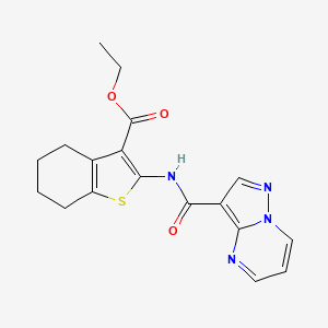 molecular formula C18H18N4O3S B3600411 ethyl 2-[(pyrazolo[1,5-a]pyrimidin-3-ylcarbonyl)amino]-4,5,6,7-tetrahydro-1-benzothiophene-3-carboxylate 