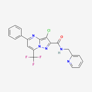 molecular formula C20H13ClF3N5O B3600438 3-chloro-5-phenyl-N-(2-pyridinylmethyl)-7-(trifluoromethyl)pyrazolo[1,5-a]pyrimidine-2-carboxamide 