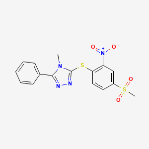 molecular formula C16H14N4O4S2 B3600550 4-methyl-3-{[4-(methylsulfonyl)-2-nitrophenyl]sulfanyl}-5-phenyl-4H-1,2,4-triazole 