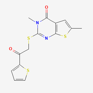 molecular formula C14H12N2O2S3 B3600567 3,6-dimethyl-2-{[2-oxo-2-(2-thienyl)ethyl]thio}thieno[2,3-d]pyrimidin-4(3H)-one 