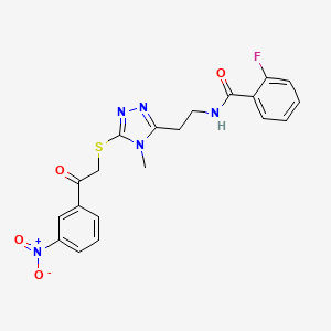 2-fluoro-N-[2-(4-methyl-5-{[2-(3-nitrophenyl)-2-oxoethyl]sulfanyl}-4H-1,2,4-triazol-3-yl)ethyl]benzamide