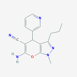 molecular formula C16H17N5O B360064 6-Amino-1-methyl-3-propyl-4-(3-pyridinyl)-1,4-dihydropyrano[2,3-c]pyrazole-5-carbonitrile CAS No. 354554-21-5