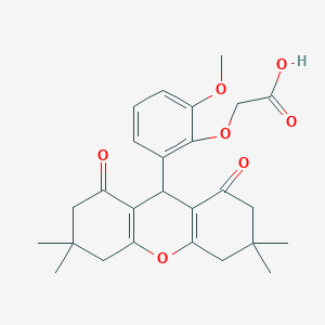 molecular formula C26H30O7 B3600654 [2-methoxy-6-(3,3,6,6-tetramethyl-1,8-dioxo-2,3,4,5,6,7,8,9-octahydro-1H-xanthen-9-yl)phenoxy]acetic acid 