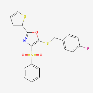 4-(BENZENESULFONYL)-5-{[(4-FLUOROPHENYL)METHYL]SULFANYL}-2-(THIOPHEN-2-YL)-1,3-OXAZOLE