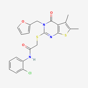 molecular formula C21H18ClN3O3S2 B3600739 N-(2-chlorophenyl)-2-{[3-(2-furylmethyl)-5,6-dimethyl-4-oxo-3,4-dihydrothieno[2,3-d]pyrimidin-2-yl]thio}acetamide 