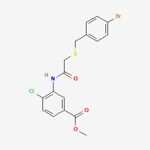 molecular formula C17H15BrClNO3S B3600745 methyl 3-({[(4-bromobenzyl)thio]acetyl}amino)-4-chlorobenzoate 