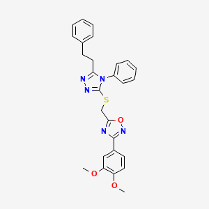 3-(3,4-dimethoxyphenyl)-5-({[4-phenyl-5-(2-phenylethyl)-4H-1,2,4-triazol-3-yl]thio}methyl)-1,2,4-oxadiazole