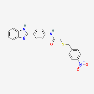 molecular formula C22H18N4O3S B3600817 N-[4-(1H-benzimidazol-2-yl)phenyl]-2-[(4-nitrobenzyl)thio]acetamide 