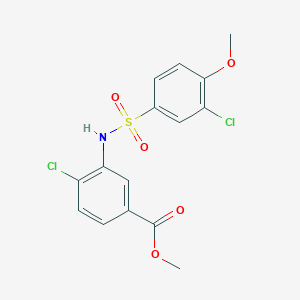 molecular formula C15H13Cl2NO5S B3600876 methyl 4-chloro-3-{[(3-chloro-4-methoxyphenyl)sulfonyl]amino}benzoate 