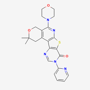 molecular formula C23H23N5O3S B3600968 2,2-dimethyl-5-(4-morpholinyl)-9-(2-pyridinyl)-1,4-dihydro-2H-pyrano[4'',3'':4',5']pyrido[3',2':4,5]thieno[3,2-d]pyrimidin-8(9H)-one 