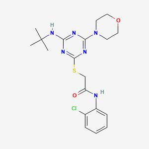 molecular formula C19H25ClN6O2S B3600985 2-{[4-(tert-butylamino)-6-(4-morpholinyl)-1,3,5-triazin-2-yl]thio}-N-(2-chlorophenyl)acetamide 