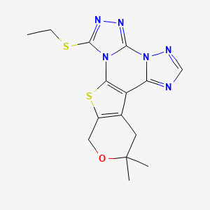 7-(ethylthio)-12,12-dimethyl-12,13-dihydro-10H-pyrano[4',3':4,5]thieno[3,2-e]bis[1,2,4]triazolo[1,5-c:4',3'-a]pyrimidine