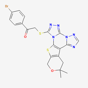 1-(4-bromophenyl)-2-[(12,12-dimethyl-12,13-dihydro-10H-pyrano[4',3':4,5]thieno[3,2-e]bis[1,2,4]triazolo[1,5-c:4',3'-a]pyrimidin-7-yl)thio]ethanone