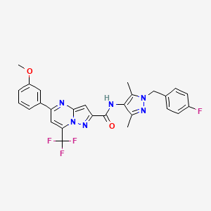 N-[1-[(4-fluorophenyl)methyl]-3,5-dimethylpyrazol-4-yl]-5-(3-methoxyphenyl)-7-(trifluoromethyl)pyrazolo[1,5-a]pyrimidine-2-carboxamide