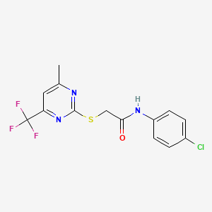 N-(4-chlorophenyl)-2-[4-methyl-6-(trifluoromethyl)pyrimidin-2-yl]sulfanylacetamide