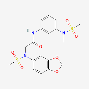 molecular formula C18H21N3O7S2 B3601183 N~2~-1,3-benzodioxol-5-yl-N~1~-{3-[methyl(methylsulfonyl)amino]phenyl}-N~2~-(methylsulfonyl)glycinamide 