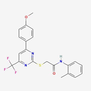 molecular formula C21H18F3N3O2S B3601270 2-{[4-(4-methoxyphenyl)-6-(trifluoromethyl)-2-pyrimidinyl]thio}-N-(2-methylphenyl)acetamide 