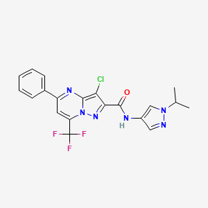 molecular formula C20H16ClF3N6O B3601373 3-chloro-N-(1-isopropyl-1H-pyrazol-4-yl)-5-phenyl-7-(trifluoromethyl)pyrazolo[1,5-a]pyrimidine-2-carboxamide 