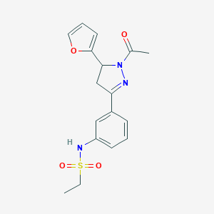 molecular formula C17H19N3O4S B360139 1-Acetyl-3-{3-[(ethylsulfonyl)amino]phenyl}-5-(2-furyl)-2-pyrazoline CAS No. 852141-61-8
