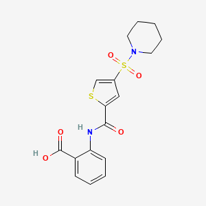 molecular formula C17H18N2O5S2 B3601405 2-({[4-(1-piperidinylsulfonyl)-2-thienyl]carbonyl}amino)benzoic acid 