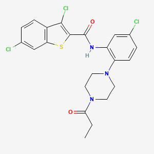 3,6-dichloro-N-[5-chloro-2-(4-propionyl-1-piperazinyl)phenyl]-1-benzothiophene-2-carboxamide