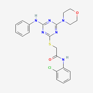 molecular formula C21H21ClN6O2S B3601446 2-{[4-anilino-6-(4-morpholinyl)-1,3,5-triazin-2-yl]thio}-N-(2-chlorophenyl)acetamide 