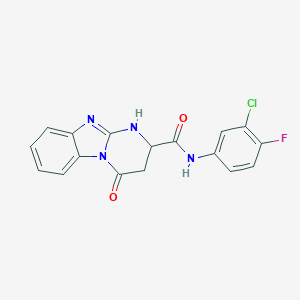 molecular formula C17H12ClFN4O2 B360145 N-(3-chloro-4-fluorophenyl)-4-oxo-1,2,3,4-tetrahydropyrimido[1,2-a]benzimidazole-2-carboxamide CAS No. 957296-52-5