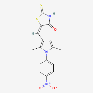 molecular formula C16H13N3O3S2 B3601450 5-{[2,5-dimethyl-1-(4-nitrophenyl)-1H-pyrrol-3-yl]methylene}-2-thioxo-1,3-thiazolidin-4-one 