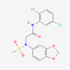 molecular formula C16H14Cl2N2O5S B3601482 N~2~-1,3-benzodioxol-5-yl-N~1~-(2,5-dichlorophenyl)-N~2~-(methylsulfonyl)glycinamide 