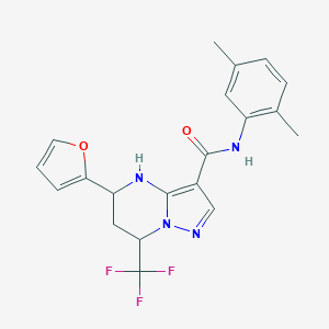 molecular formula C20H19F3N4O2 B360150 N-(2,5-dimethylphenyl)-5-(furan-2-yl)-7-(trifluoromethyl)-4,5,6,7-tetrahydropyrazolo[1,5-a]pyrimidine-3-carboxamide CAS No. 361153-06-2