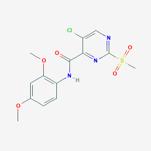 molecular formula C14H14ClN3O5S B360153 5-chloro-N-(2,4-dimethoxyphenyl)-2-(methylsulfonyl)-4-pyrimidinecarboxamide CAS No. 874355-33-6