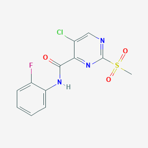 molecular formula C12H9ClFN3O3S B360157 5-chloro-N-(2-fluorophenyl)-2-(methylsulfonyl)-4-pyrimidinecarboxamide CAS No. 880395-42-6