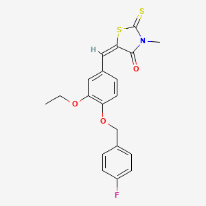 molecular formula C20H18FNO3S2 B3601640 5-{3-ethoxy-4-[(4-fluorobenzyl)oxy]benzylidene}-3-methyl-2-thioxo-1,3-thiazolidin-4-one 