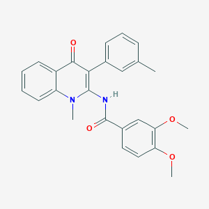 molecular formula C26H24N2O4 B360165 3,4-dimethoxy-N-[1-methyl-3-(3-methylphenyl)-4-oxo-1,4-dihydro-2-quinolinyl]benzamide CAS No. 883954-20-9