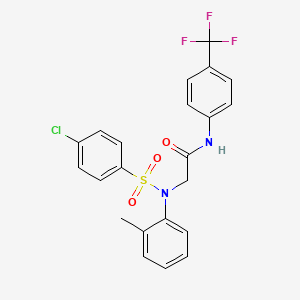 molecular formula C22H18ClF3N2O3S B3601651 N~2~-[(4-chlorophenyl)sulfonyl]-N~2~-(2-methylphenyl)-N~1~-[4-(trifluoromethyl)phenyl]glycinamide 