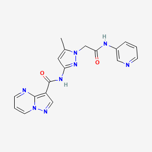 molecular formula C18H16N8O2 B3601659 N-{5-methyl-1-[2-oxo-2-(3-pyridinylamino)ethyl]-1H-pyrazol-3-yl}pyrazolo[1,5-a]pyrimidine-3-carboxamide 